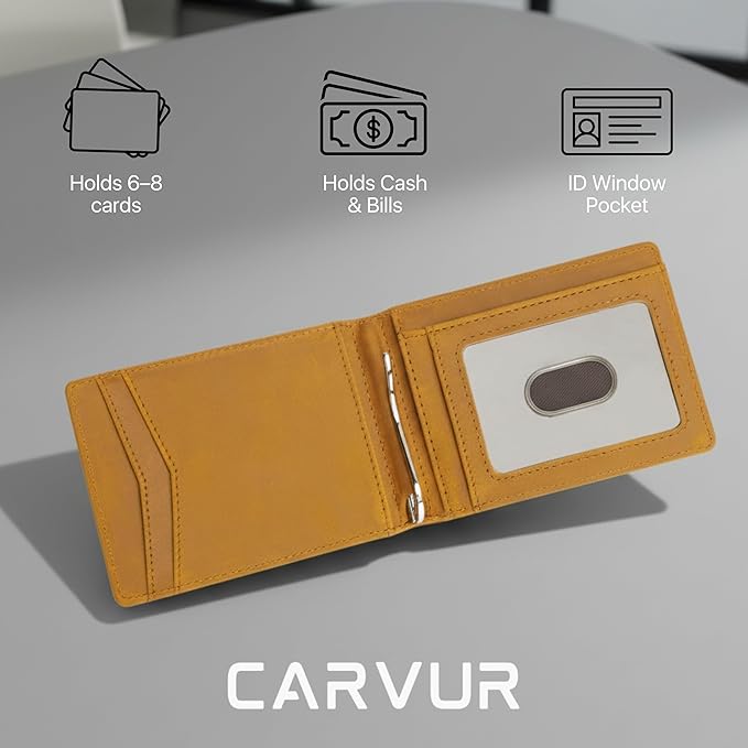 Slim Bifold RFID Blocking Full Grain Genuine Leather Front Pocket Minimalist Thin Wallet with Money Clip for Men - (SB20)