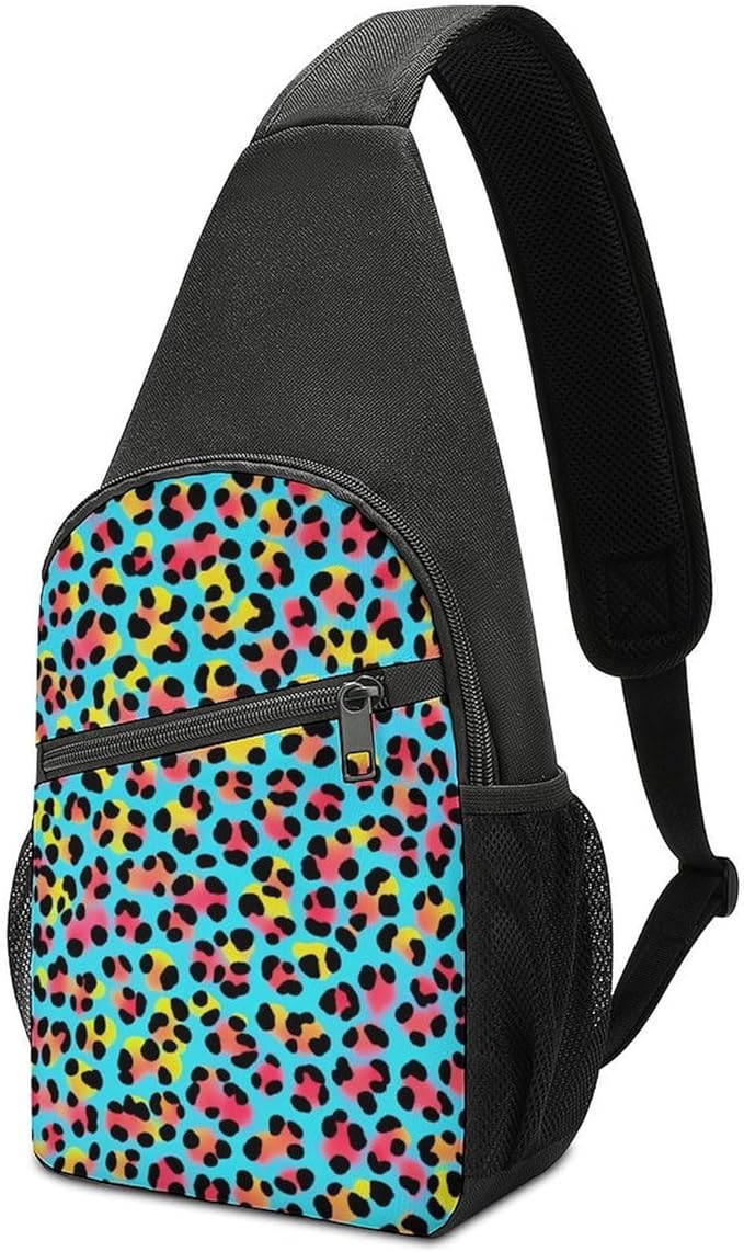 SWEET TANG Sling Backpack for Women, Cute Multipurpose Crossbody Shoulder Bag, Comfortable and Lightweight Adjustable Travel Hiking Daypack Watercolor Leopard Cheetah Animal Print