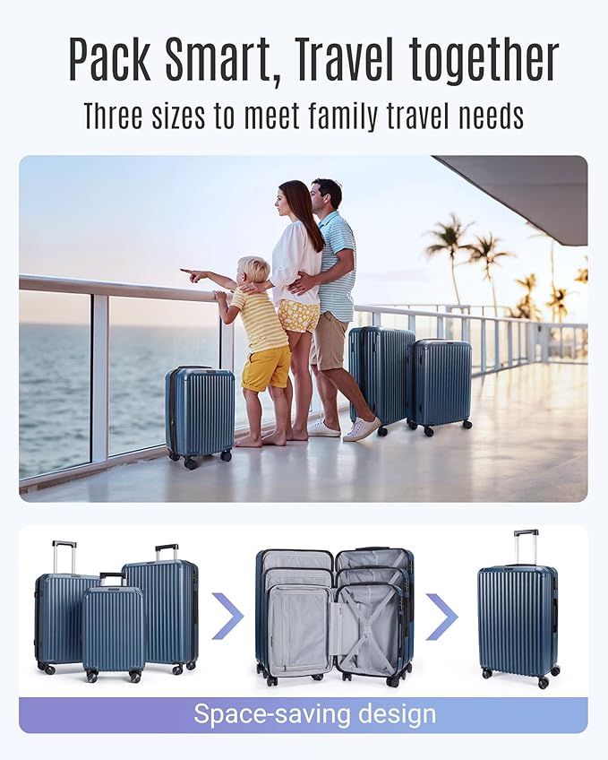 LIGHT FLIGHT Luggage Sets, Durable Hard Shell 3 Piece Set Suitcase with Spinner Wheels, Hardside Lightweight Luggage set with TSA Lock, Large Travel Luggage Set (20" 24" 28"), Rouge Dust