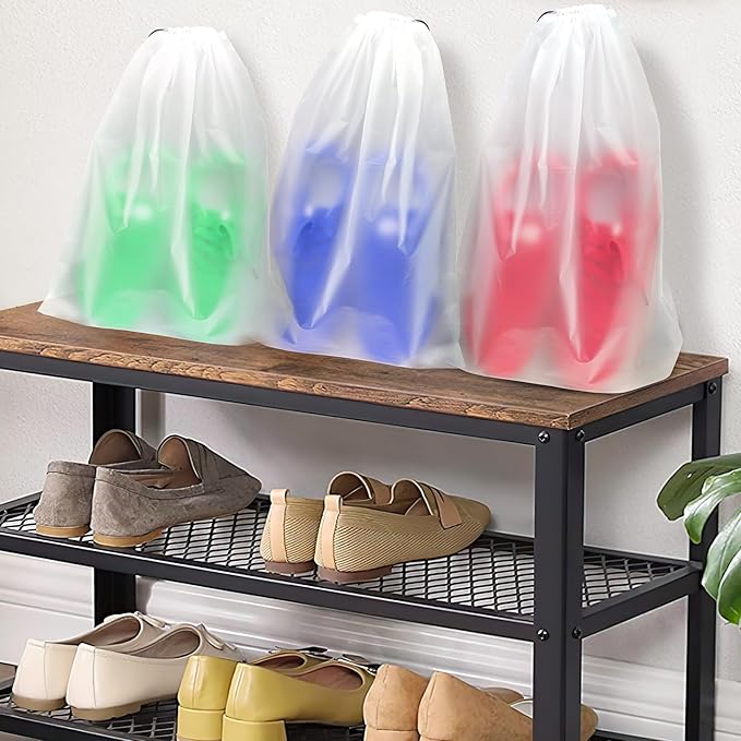 25 Pack Shoe Bags for Travel, 15.7" x 11.8" Large Clear Travel Shoe Bag Vacation Essentials Cruise Essentials Portable Drawstring Packing for Men & Women
