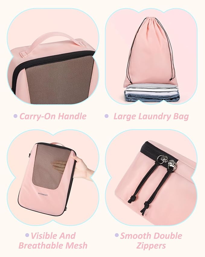 BAGSMART Compression Packing Cubes for Travel, 6 Set/5 Set/4 Set, Compression Suitcase Organizer Bags Set for Suitcases Travel Essentials, Lightweight Packing Organizers