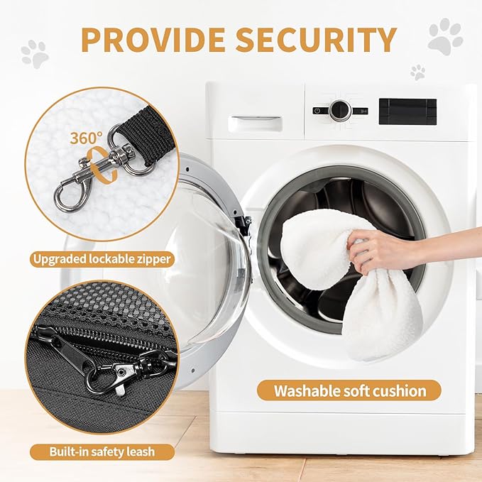 Petsfit Airline Approved Pet Carrier for Small Cats, 16.5x8.6x11 TSA Approved Carrier, with Removable Dual-Sided Padding (2-Way Placement) - Fits Under Most Airplane Seats, Escape Proof (Black)