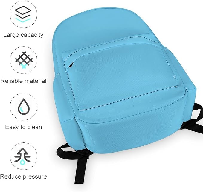 Sky Blue Backpack Adult Travel Daybag for Women Men College Backpack for Vacation Hiking Camping Bag