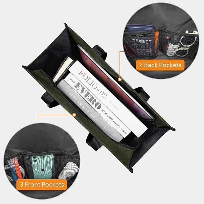 TOPDesign Utility Water Resistant Tote Bag with 13 Pockets, Top Zipper Closure & Thick Bottom Support, for Working Women