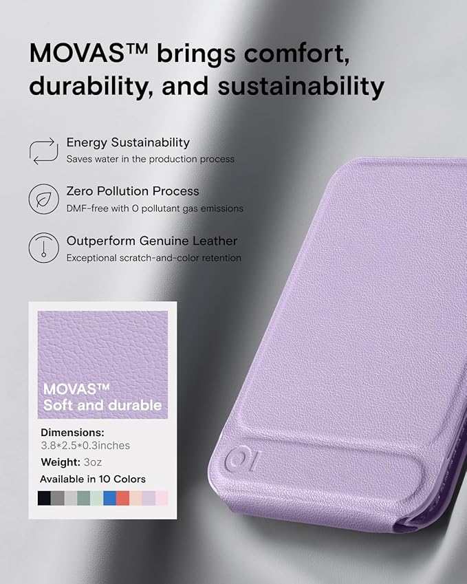 MOFT Phone Stand, Magnetic Phone Tripod Stand Stain-Resistant MOVAS Leather & Angle Adjustment & Strong Magnets Tripod for iPhone 17/16/15/14/13/12 (Included Metal Ring)-Peony