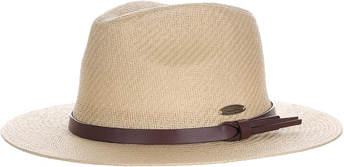 Panama Jack Straw Safari Hat - Vegan Leather Band Matte Toyo, UPF 50+ Sun Protection