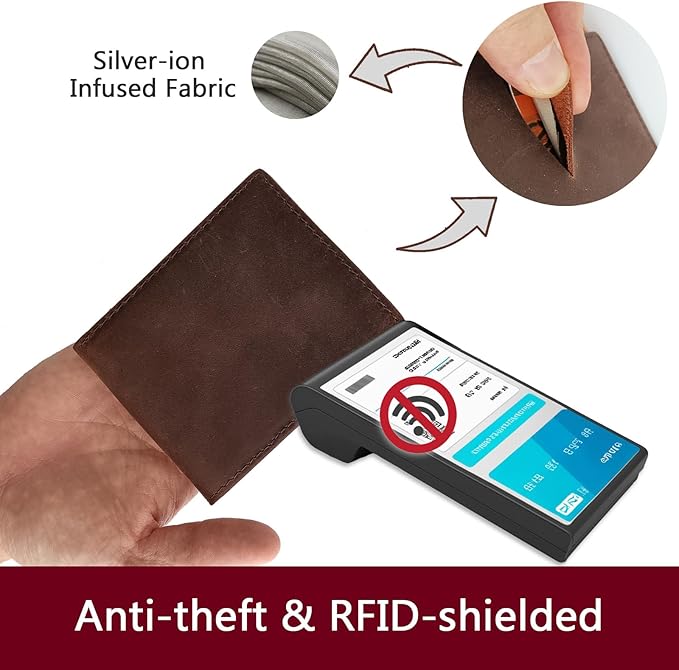 LnxLtw Bifold Travel Wallets for Mens Slim RFID Blocking | Compact Front Pocket Thin Genuine Leather Wallet | Minimalist Credit Card Holder with 4 Card Slots and ID Window Gift Box (Dark Brown)
