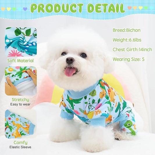 XPUDAC 4 Pack Dog Pajamas Soft Strechy Summer Doggie Clothes for Small Medium Dogs Boy Girl Cat Apparel-2X-Large