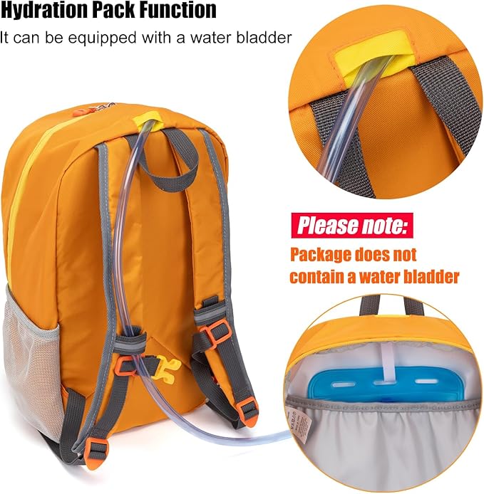 IVYGREEN Little Kids Hiking Backpack for Boys or Girls, Small Daypack for Camping or Travel (Orange, Medium)