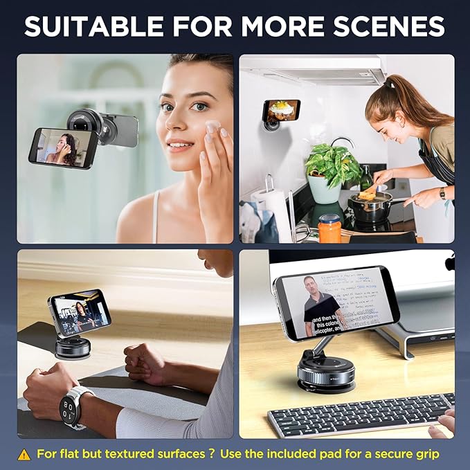 Vacuum Magnetic Phone Holders for Your Car 2026 Suction Cup Phone Mount with Washable Nano Gel Pads 360° Adjustable Phone Mount,Travel Gifts, Car Phone Holder for Smartphone Car/Gym/Mirror