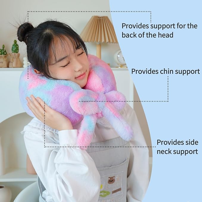 Travel Pillow Multifunctional Airplane Travel Neck Pillow Provides Neck and Lumbar Support During Travel Airplane Pillow Colorful Purple