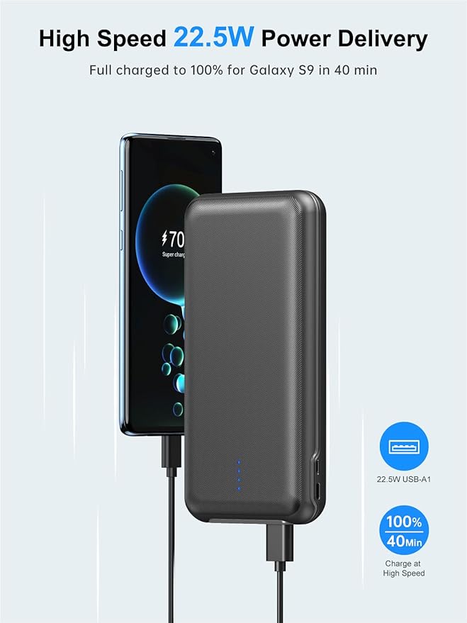 Portable Charger, Power Bank 30000mAh Battery Pack with 22.5W Fast Charging, 4 Outputs External Charger PD 20W USB C for iPhone, Samsung, Pad Mini, and More