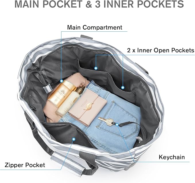 G4Free Beach Bag, Waterproof Sandproof Beach Tote Bag, Large Capacity Foldable for Women