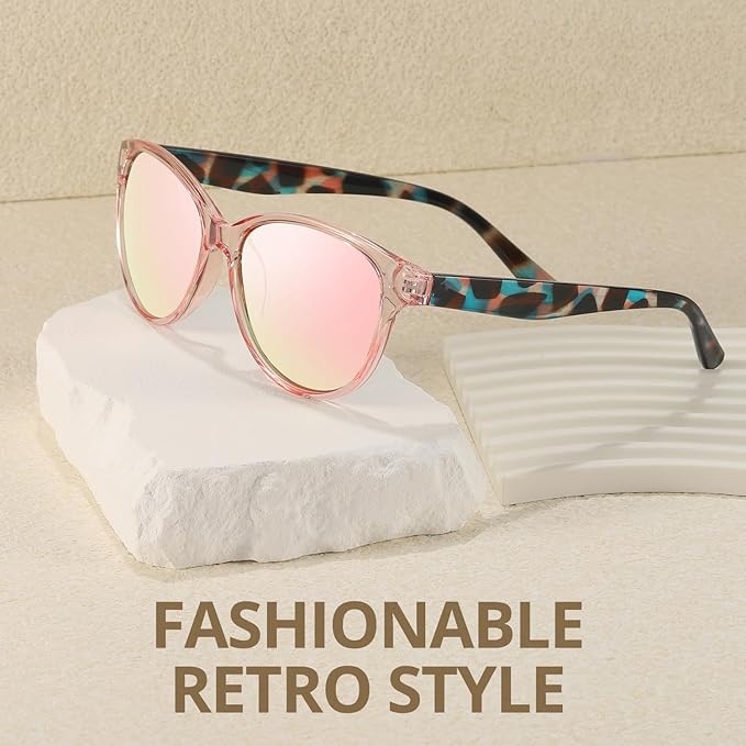 Myiaur Polarized Sunglasses for Women, Trendy Cat Eye Sun Glasses UV400 Protection Classic Retro Shade 2 Pack