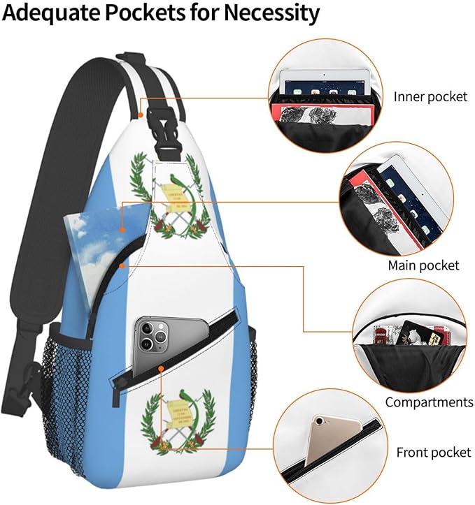 Guatemalan Flag Sling Bag Multipurpose Crossbody Sling Backpack Travel Cycling Hiking Shoulder Bag For Women Men