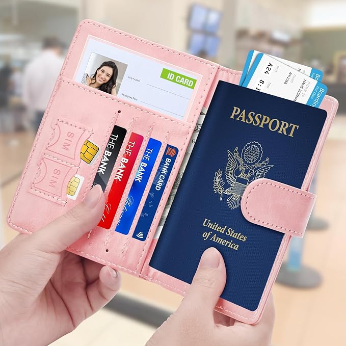 Herain Passport Holder for Travel Cruise Essentials, 2 Pcs Passport Cover Wallet Case Women Men Family, RFID Passports Book Card Holders Travel Accessorie Gifts Must Haves