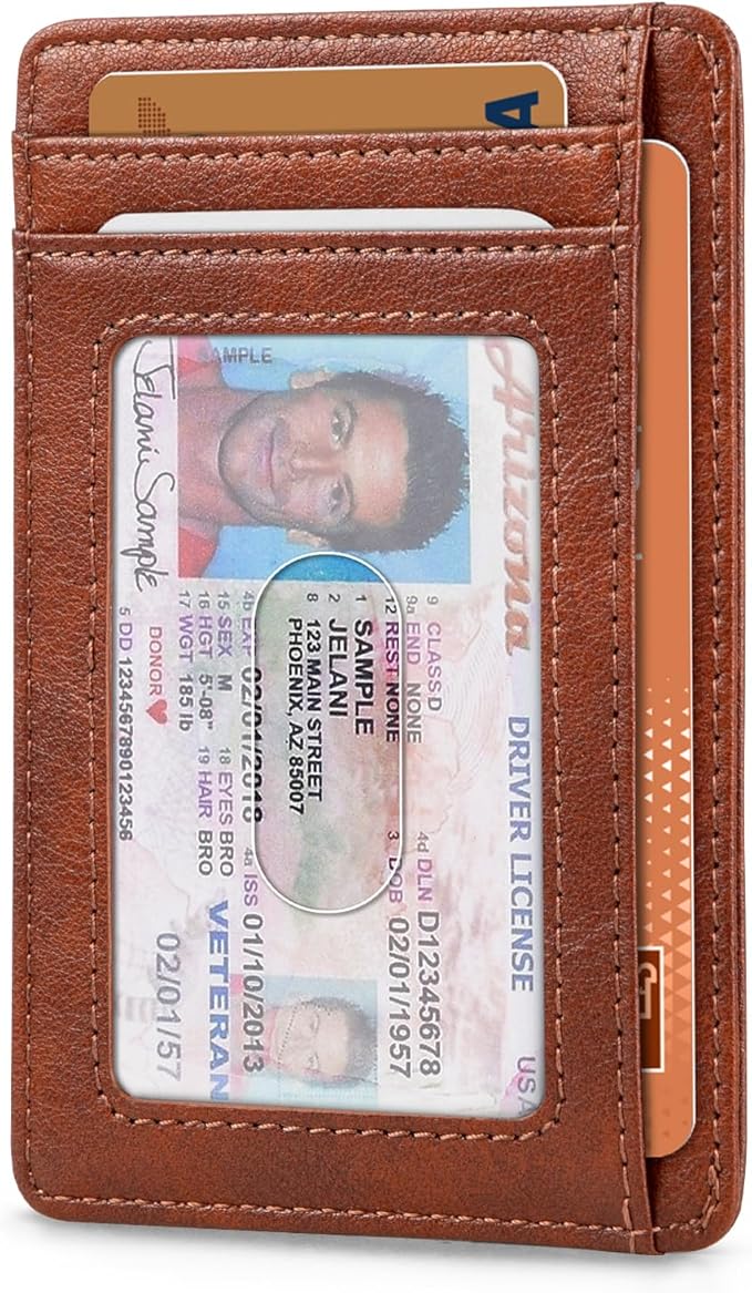 RUNBOX Slim ID Cases Minimalist Front Pocket RFID Blocking Leather Wallets for Men and Women Card Holder Wallets Gifts for men
