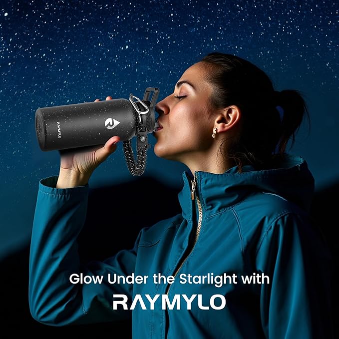 32oz Insulated Water Bottle, Triple Wall Vacuum Stainless Steel Water Bottles - Keeps Cold 48H, Reusable Metal water flask Jug for Gym, Sports, Camping, Hiking,Travel, Starry Sky-Black
