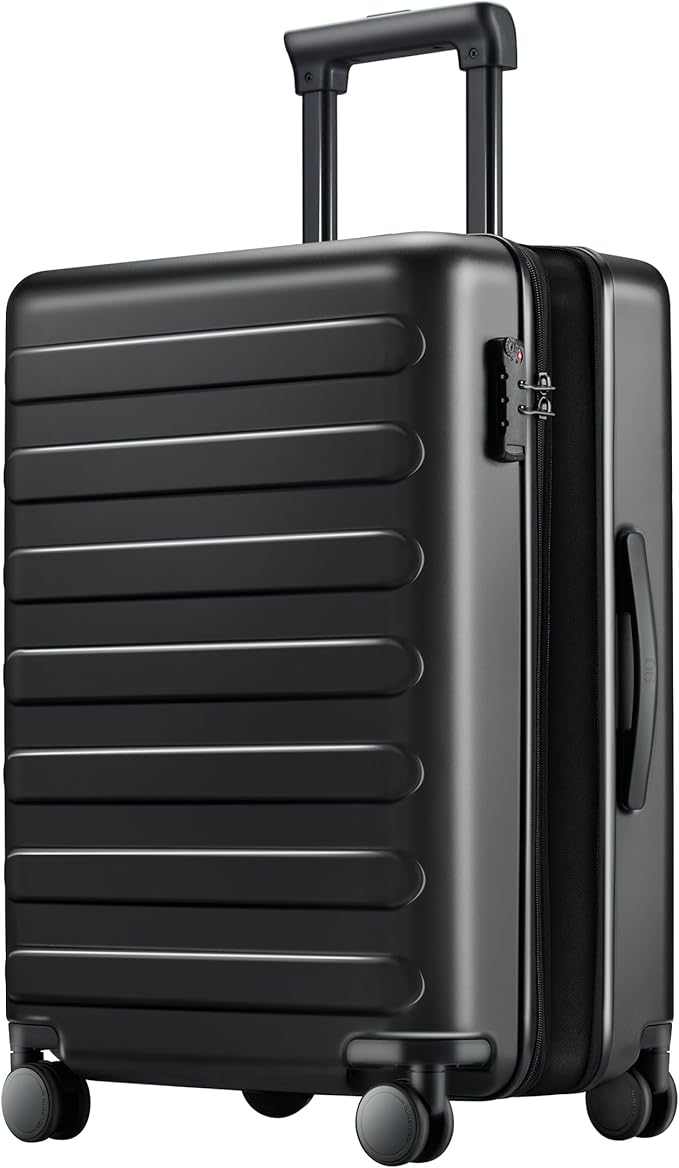 NINETYGO Carry On Luggage 22x14x9 Airline Approved, 20 Inch Luggage with Smooth Spinner Wheels, Expandable, Hard Shell PC Suitcase, Lightweight Travel Luggage, TSA Approved (Black, Rhine Max1.0)