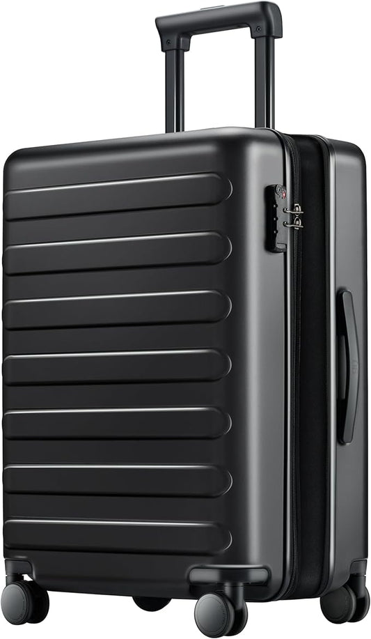 NINETYGO Carry On Luggage 22x14x9 Airline Approved, 20 Inch Luggage with Smooth Spinner Wheels, Expandable, Hard Shell PC Suitcase, Lightweight Travel Luggage, TSA Approved (Black, Rhine Max1.0)