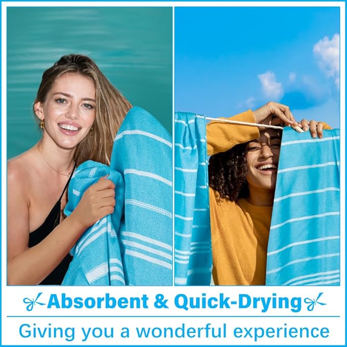 Thin Turkish Beach Towel Lightweight Soft Cotton Extra Large XL Oversized Sand Free Sandproof Absorbent Quick Dry Towels Cloud Bath Pool Travel Compact Essentials Accessories for Adult Gifts