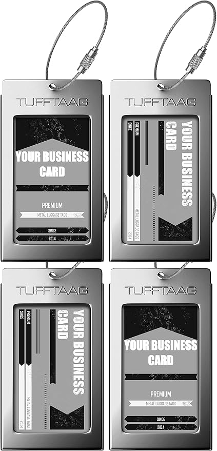 Luggage Tags Business Card Holder by TUFFTAAG - Durable Travel ID Bag Tag in Multiple Color Options, Perfect for Suitcases, Backpacks, and Carry-Ons, Easy Identification, Secure and Stylish