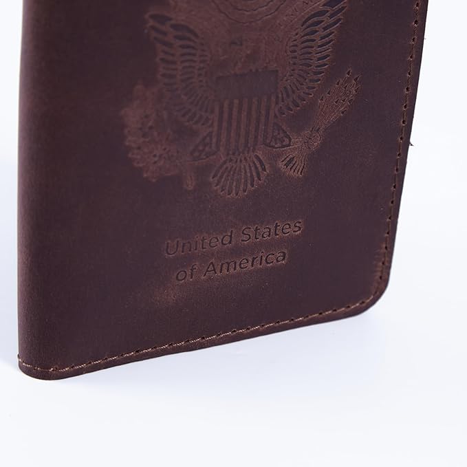 INCARNE US Passport Cover Clear - Travel Passport Wallet - Leather Passport Holder for Men Women Family with Card Slots & Note Compartmen - Sleeve Protector - Genuine Leather - Vintage Brown