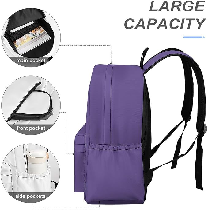 Ultra Violet Backpack Adult Travel Daybag for Women Men College Backpack for Vacation Hiking Camping Bag
