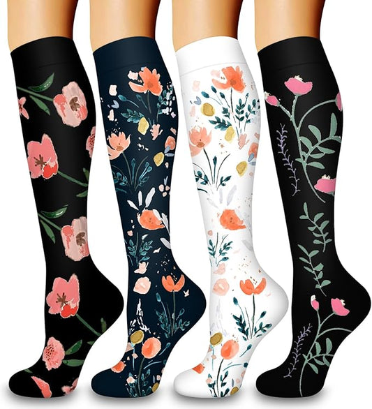 Laite Hebe 4 Pairs-Compression Socks for Women&Men Circulation-Best Support for Nurses,Running,Athletic
