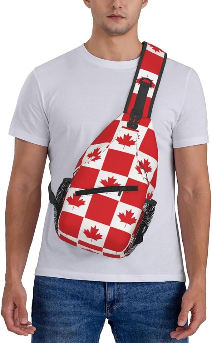 Canadian Flag Sling Bag Multipurpose Crossbody Sling Backpack Travel Cycling Hiking Shoulder Bag For Women Men