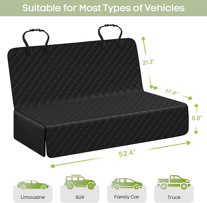 Dog Car Seat Cover for Back Seat, Waterproof Pet Bench Seat Cover for Dogs, Scratchproof Nonslip Reat Seat Protector for Cars, Trucks, SUVs