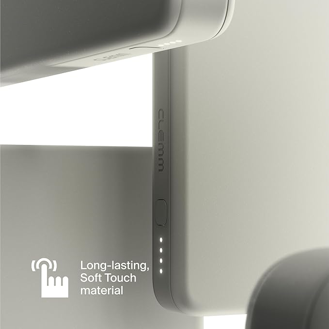 Clemm Portable Charger 10,000mAh Dual Port (USB-A, USB-C) (Ivory)