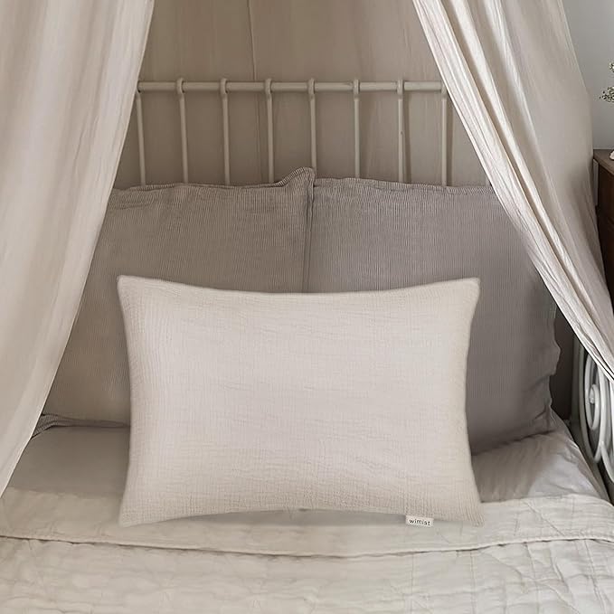 Toddler Pillowcases for 13"x18" Pillow 2 Pack, Muslin Small Toddler Baby Kids Travel Pillow Covers for Boys Girls with Envelope Closure (Sage, 13 x 18 Inch)