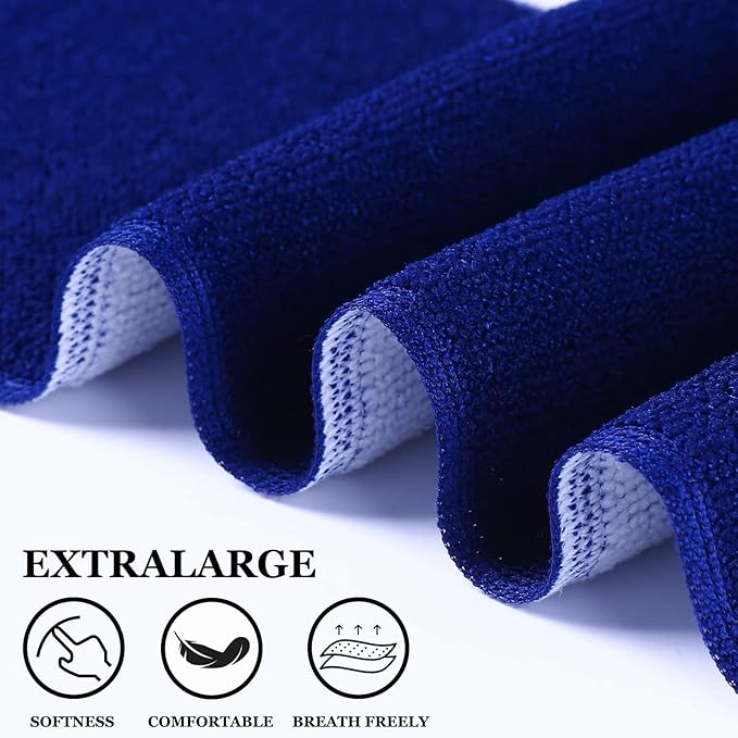 4 Packs Oversized Thin Beach Towel Set, 36 x 72 in XL Extra Large Big Soft Pool Swim Travel Towels Clearance for Adult Women Men Lounge Chair Cover Accessories Essentials Blue Vortex Orange Stripes