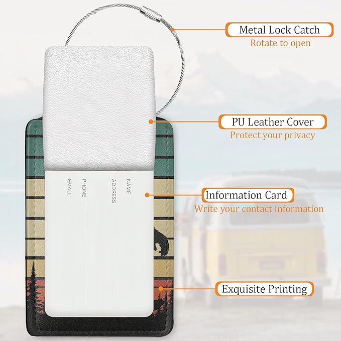 Sasquatch Luggage Tags for Suitcase 3 Pack, Privacy Cover ID Label with Stainless Steel Loop and Address Card for Travel Bag Suitcase