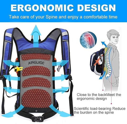 INOXTO Hydration Pack Backpack，18L Hydration Pack Lightweight Water Backpack with 2L Water Bladder Bag Daypack for Hiking Running Cycling Camping Hunting for Women Men