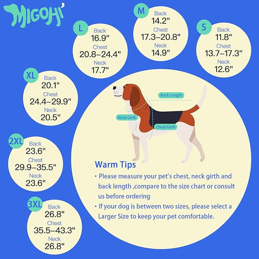 MIGOHI Reflective Waterproof Windproof Dog Coat - Warm Jacket Reversible Stormguard Winter Vest for Small to Large Dogs (Navy, M)