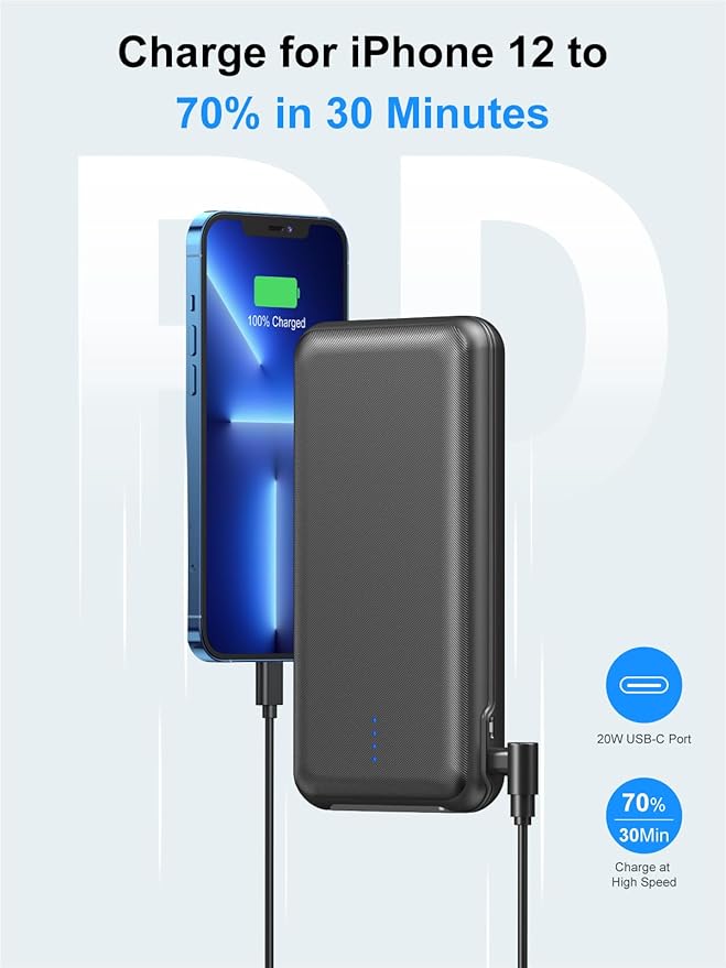 Portable Charger, Power Bank 30000mAh Battery Pack with 22.5W Fast Charging, 4 Outputs External Charger PD 20W USB C for iPhone, Samsung, Pad Mini, and More