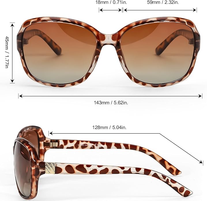 SIPHEW Polarized Sunglasses for Women | Vintage Square Sunglasses w UV400 Protection | Womens Wraparound Shade