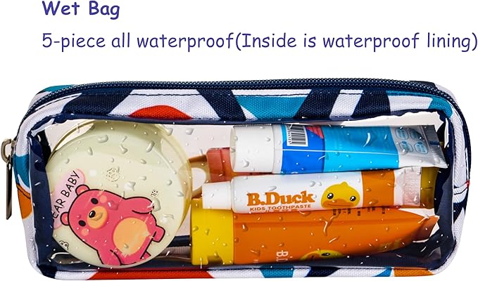 TSA Approved 5-Piece Diaper Bag Organizer Pouch Set Clear Waterproof TPU Kids Toiletry Storage Set Travel Packing Clutch Cube Bags for Baby Nursing