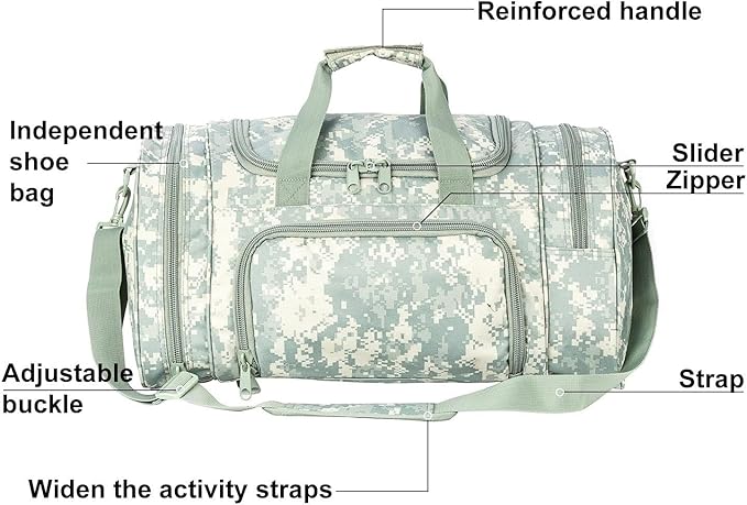 Gym Bag Duffle Bags for Men Women with Shoes Compartment Sport Weekend Travel Overnight Carry On Bag for Tactical Military Travel Work Out Bags (ACCamo)