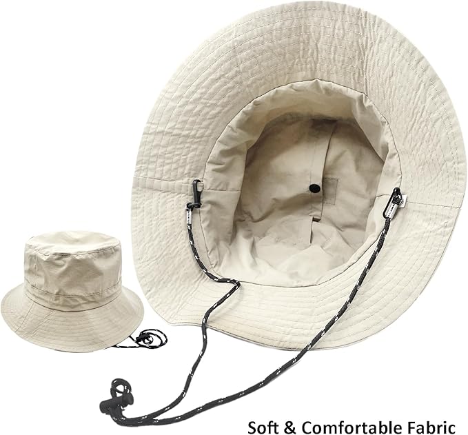 woogwin Waterproof Bucket Rain Hat with Chin Strap Quick Dry Packable Boonie Sun Hat Safari Hat UV Protection