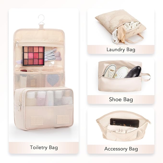 8 Set Compression Packing Cubes for Travel Essentials,Compressible Expandable Packing Cubes for Suitcase,OlarHike Luggage Organizer Bags for Travel,Handy Helper for Organizing Clothes(Beige)