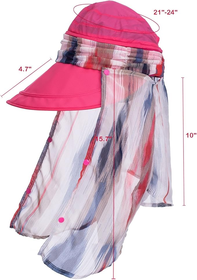 icolor Women Sun Hats UPF 50 Sun Protection Hat Summer Outdoor Neck Shield Flap Visor Hat Ponytail Hats Wide Brim Beach Hat