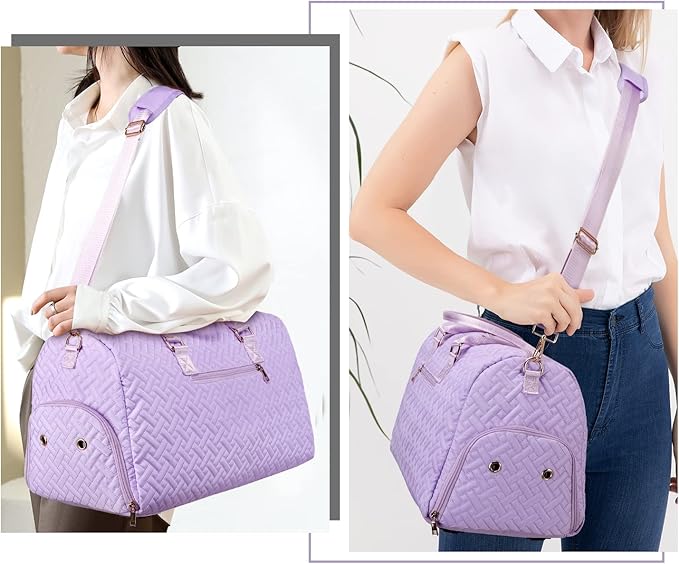 Duffle Bag for Travel, Weekender Bag with Shoe Compartment, Carry On Overnight Bag for Women with Toiletry Bag, Gym Bag with Wet Pocket, Hospital Bags for Labor and Delivery Beige