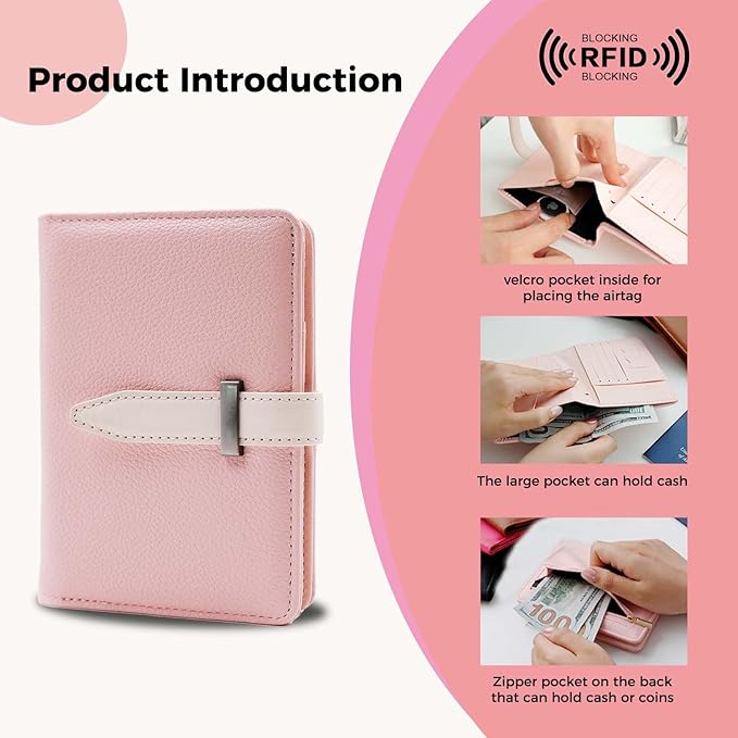 Passport Holder with Airtag for Women/Men,Airtag Passport Wallet for Travel,Cute Passport Holder Rfid Blocking,Travel Wallet for Cards Passport Cover Case