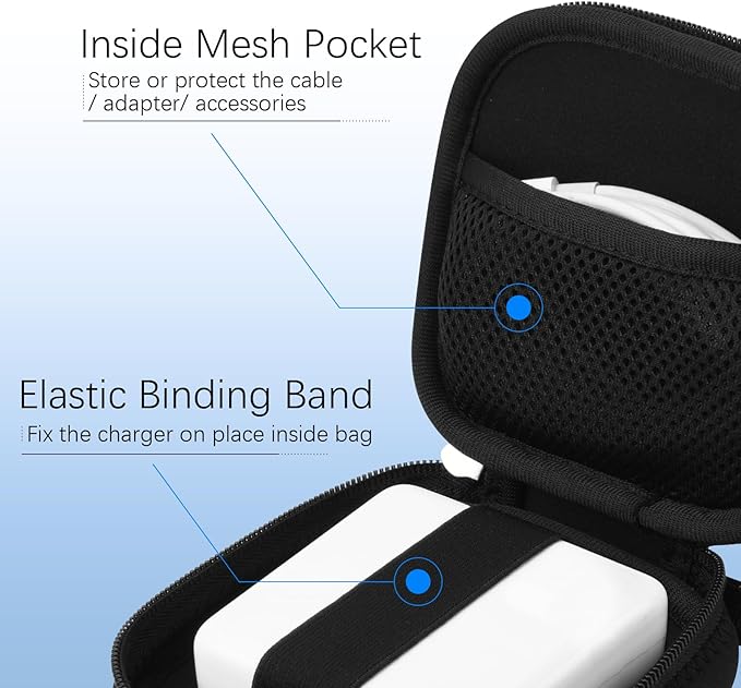 CM Small Travel Carrying Storage Organizer Bag Case Pouch compatible with MagSafe Power Adapter, Laptop Accessories Cables, Cords, USB Drives, Earphones