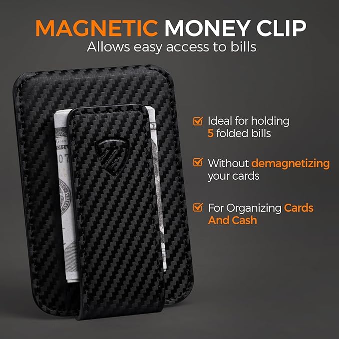 RUNBOX Slim Wallet for Men Front Pocket wallet with Magnetic Money Clip Minimalist Leather RFID Blocking wallet