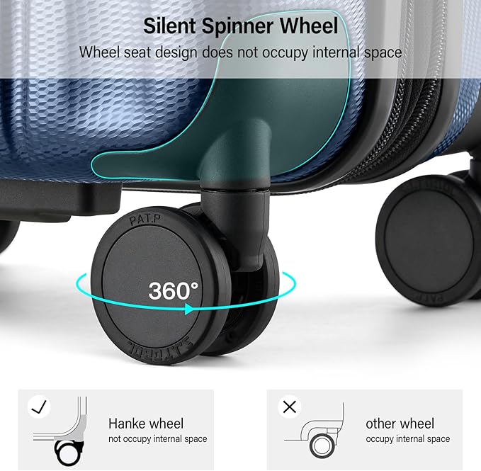 Hanke Expandable Hardshell Luggage Sets 3 Piece Extra Large Suitcases with Lock,28 Inch Luggage with Spinner Wheels, PC Travel Suitcase for Women Men 20 24 29Inch,Dark Blue