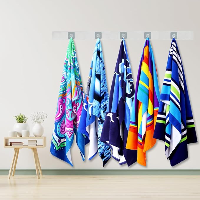 Genovega 6 Packs Oversized Terry Beach Towel Set 36 x 72 Soft Thin Extra Large Pool Camping Swim Bulk Towels Blanket Clearance Travel Adult Essentials Accessories Must Haves Vacation Striped Boho